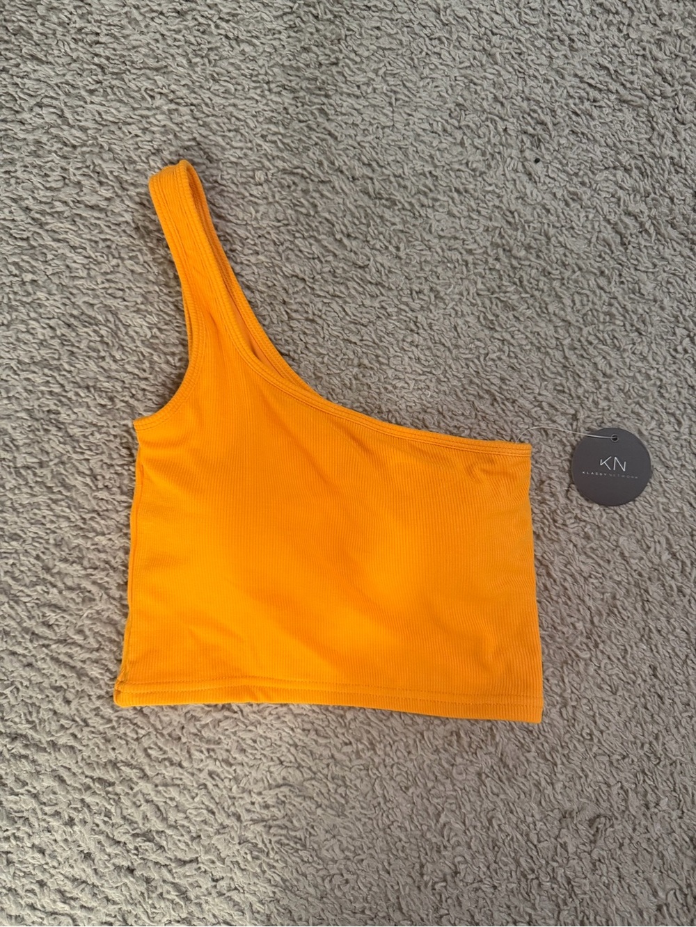 NWT Klassy Network One-Shoulder Ribbed Crop Top - Orange